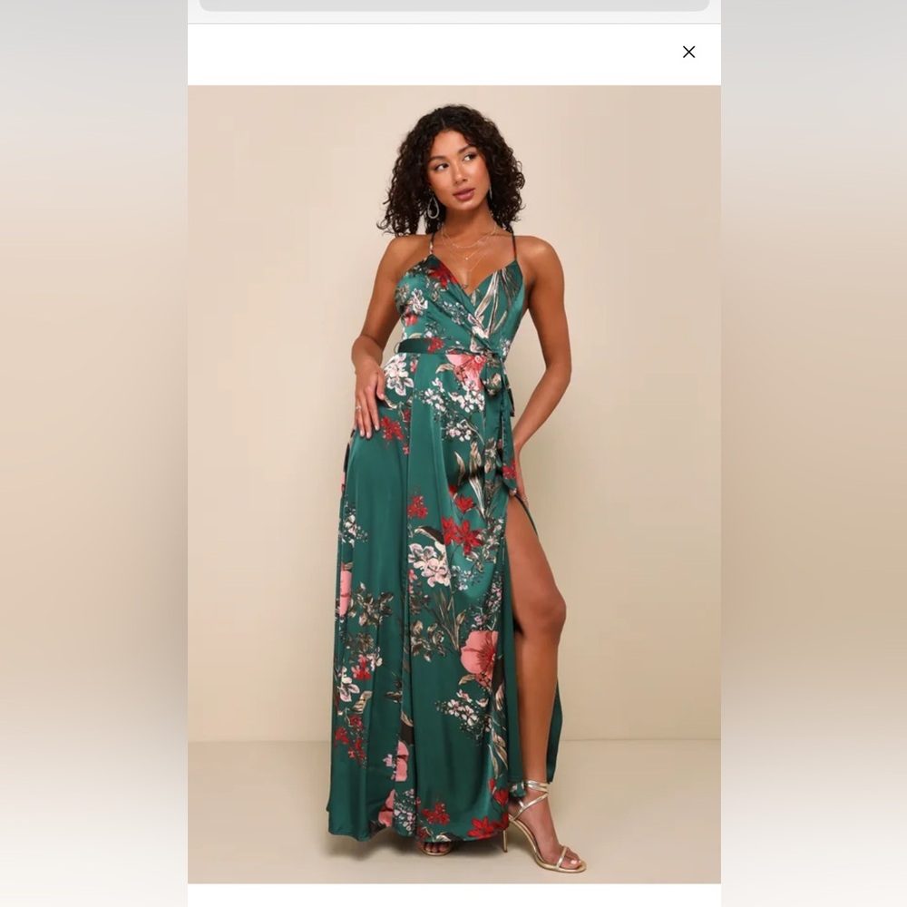 Lulus green floral maxi dress